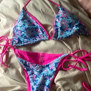 shein bikini, floral bright colors, never worn, size s